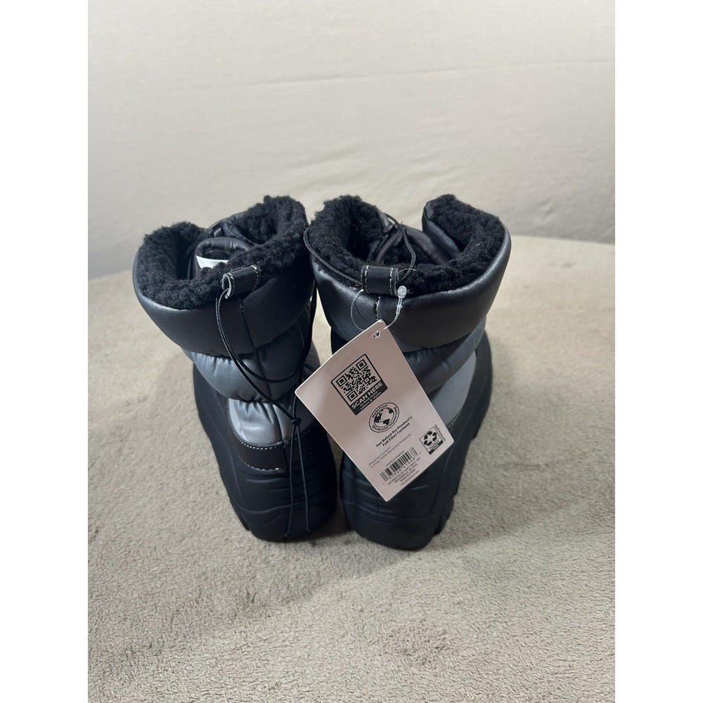Member's Mark Youth Snow Boots Size 6B Black Gray Faux Fur Lined NWT - Picture 6 of 9